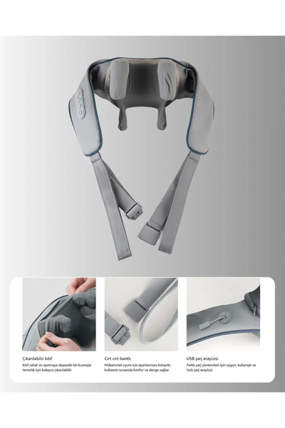 VNB-01 Şarjlı Isıtmalı Boyun ve Omuz Masaj Cihazı