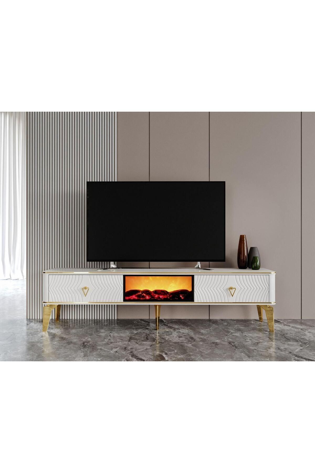 Vns Moduler Şömineli Tv Ünitesi. 180 Cm