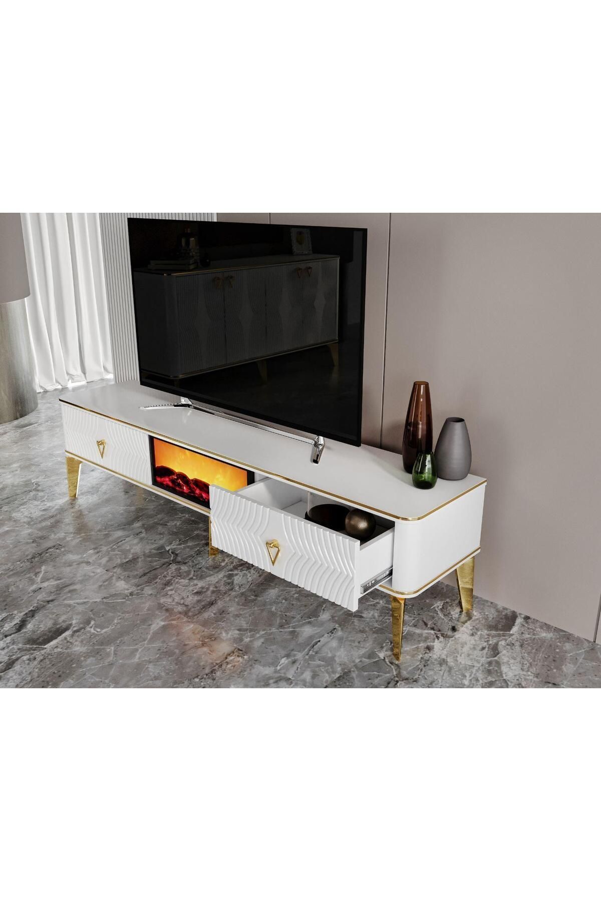 Vns Moduler Şömineli Tv Ünitesi. 180 Cm