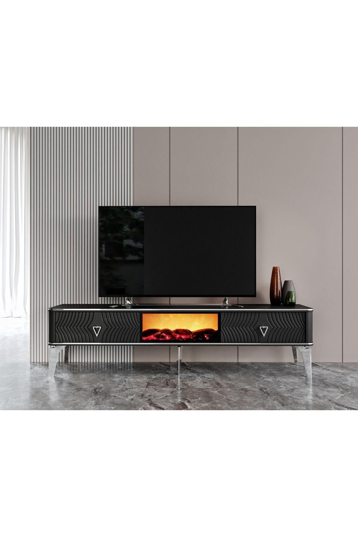 Vns Moduler Şömineli Tv Ünitesi. 180 Cm