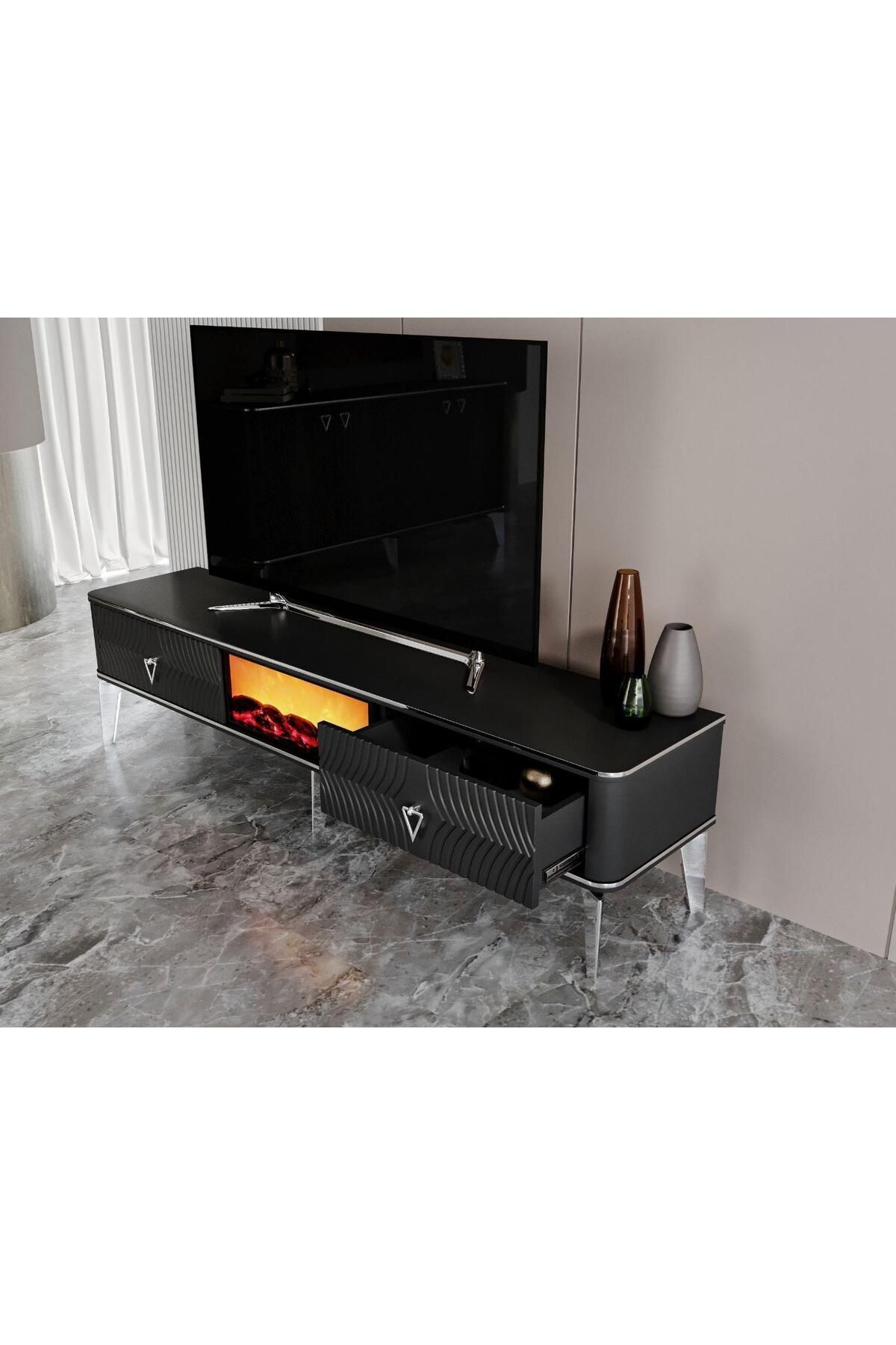 Vns Moduler Şömineli Tv Ünitesi. 180 Cm