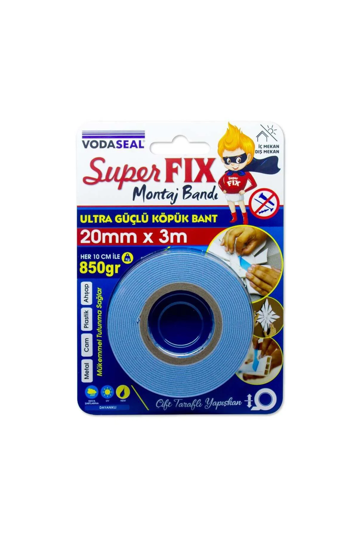 Vodaseal Süper Fix Çift Taraflı Montaj Bandı 20 mm 3 Metre