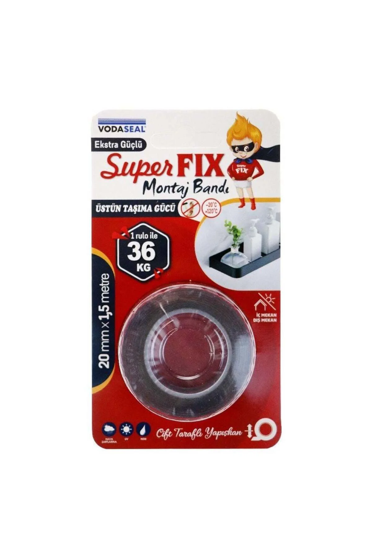 Vodaseal Superfix Çift Taraflı Montaj Bandı 20 mm x 1,5 Metre
