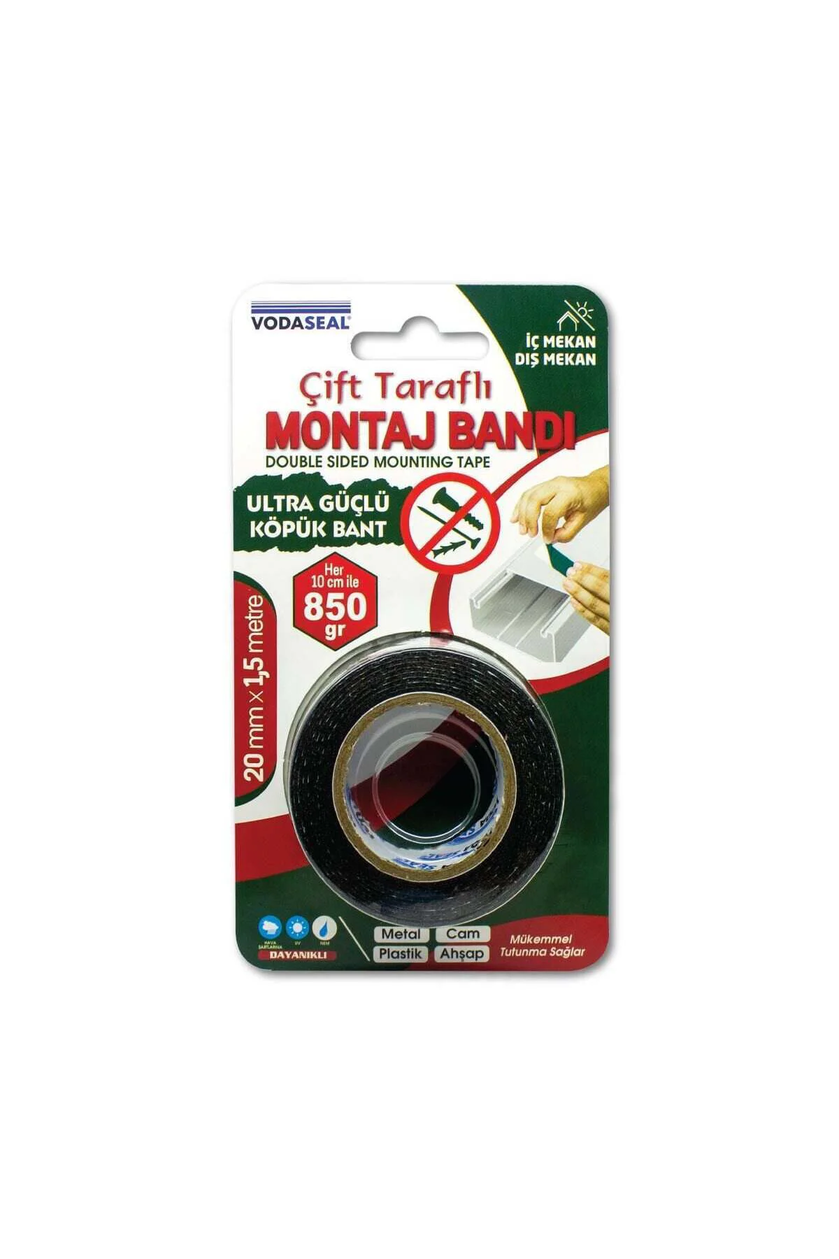 Vodaseal Ultra Güçlü Çift Taraflı Köpük Bant 20 mm x 1,5 Metre Vodaseal Ultra Güçlü Çift Taraflı Köpük Bant 20 mm x 1,5 Metre