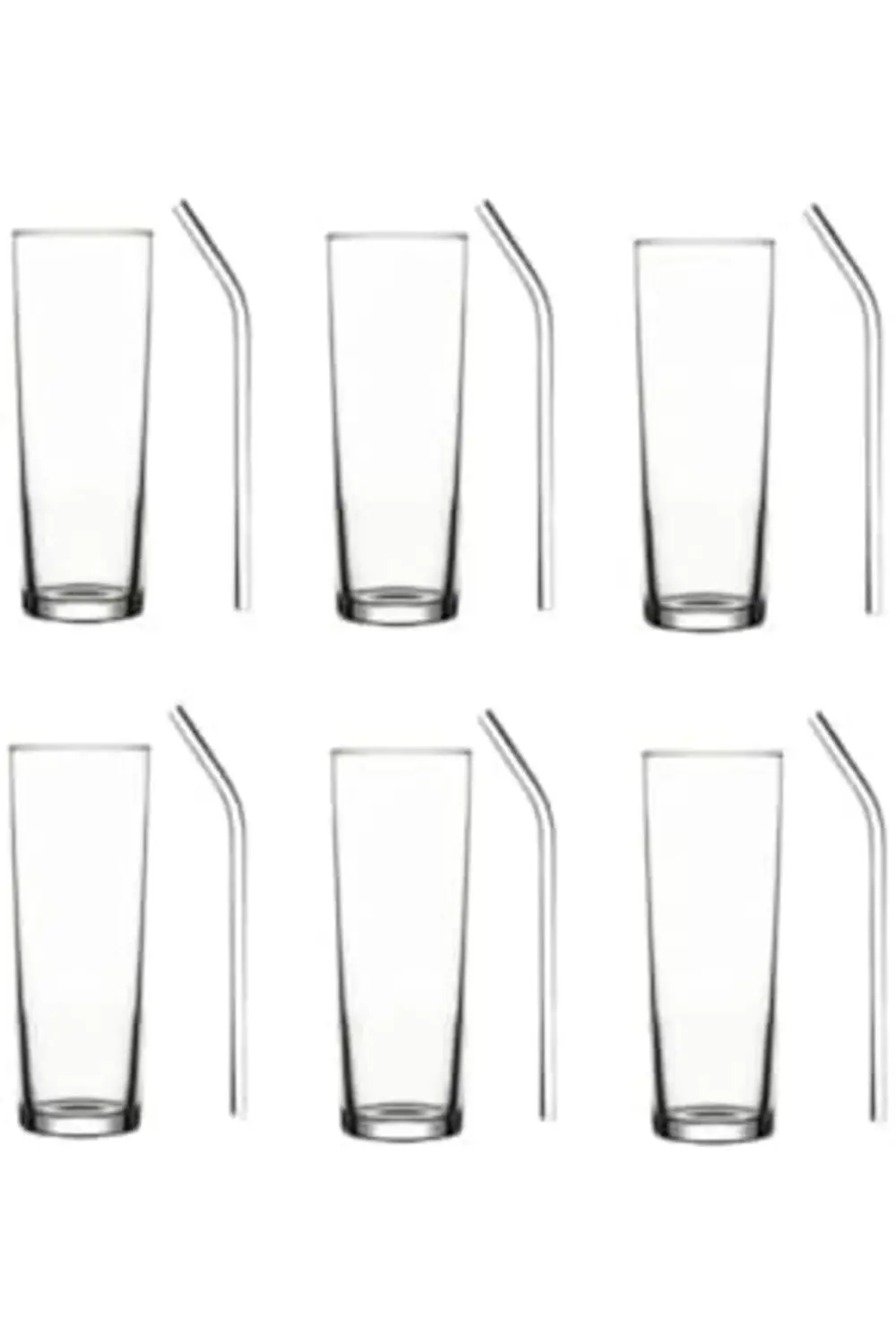 Vodka Bardağı Ve Eğimli Cam Pipet Seti. 6 Lı - 12 Parça TYB3CCCPS