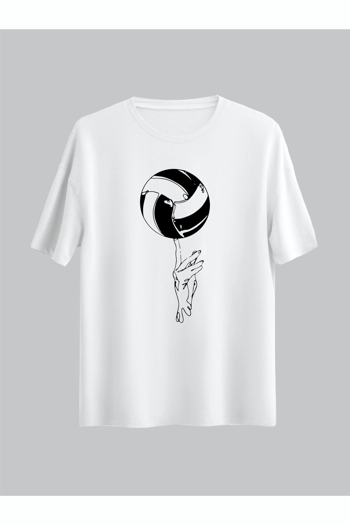 Voleybol Çizgisel El Tasarım / Voleybolcu Top / Spor Hediye / Kombin Unisex Regular Tshirt