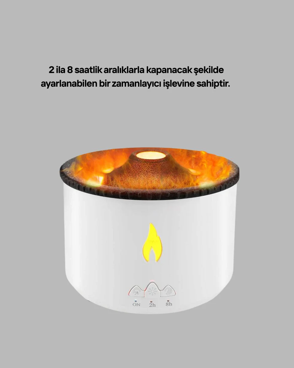 Volkan Efektli Aroma Difüzörü – Sessiz Çalışma, LED Işık ve 360ml Kapasite