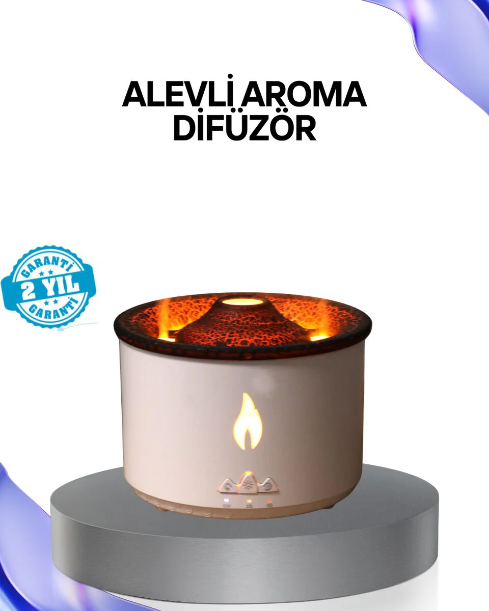 Volkan Efektli Aroma Difüzörü – Sessiz Çalışma, LED Işık ve 360ml Kapasite