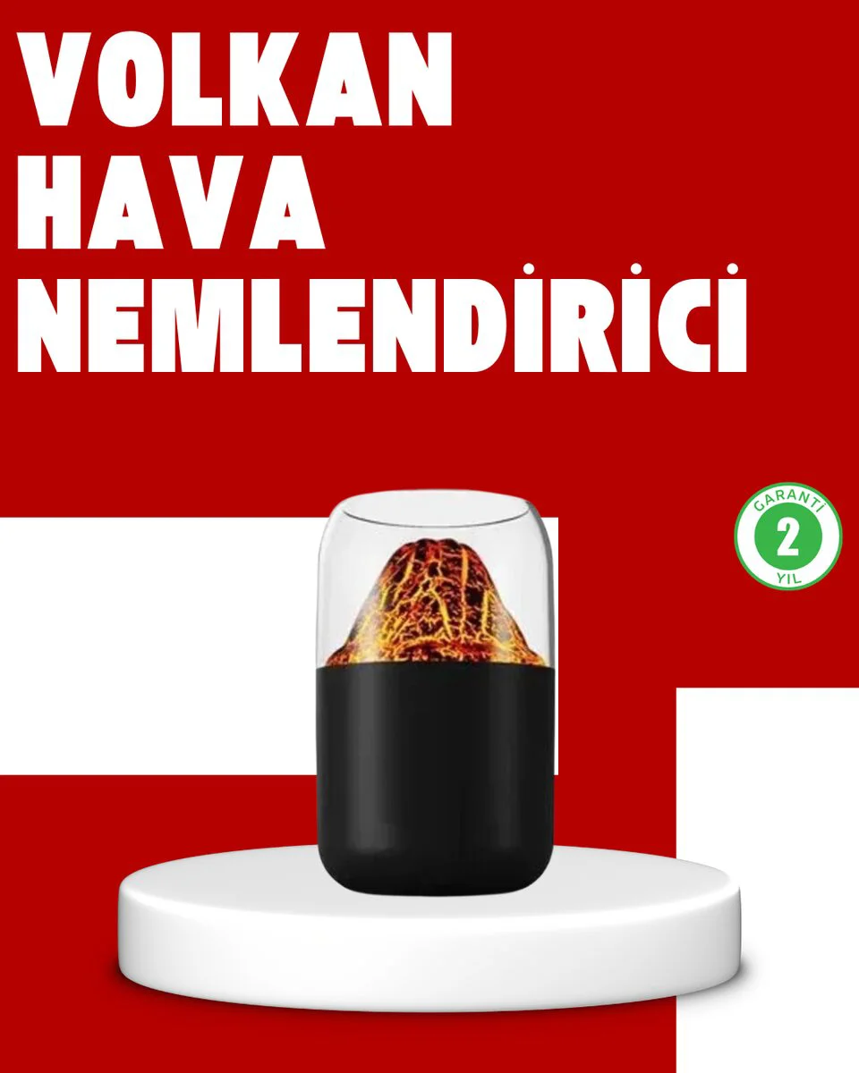 Volkanik LED Işıklı Ultrasonik Nemlendirici - Aromaterapi ve Nemlendirme Çözümü