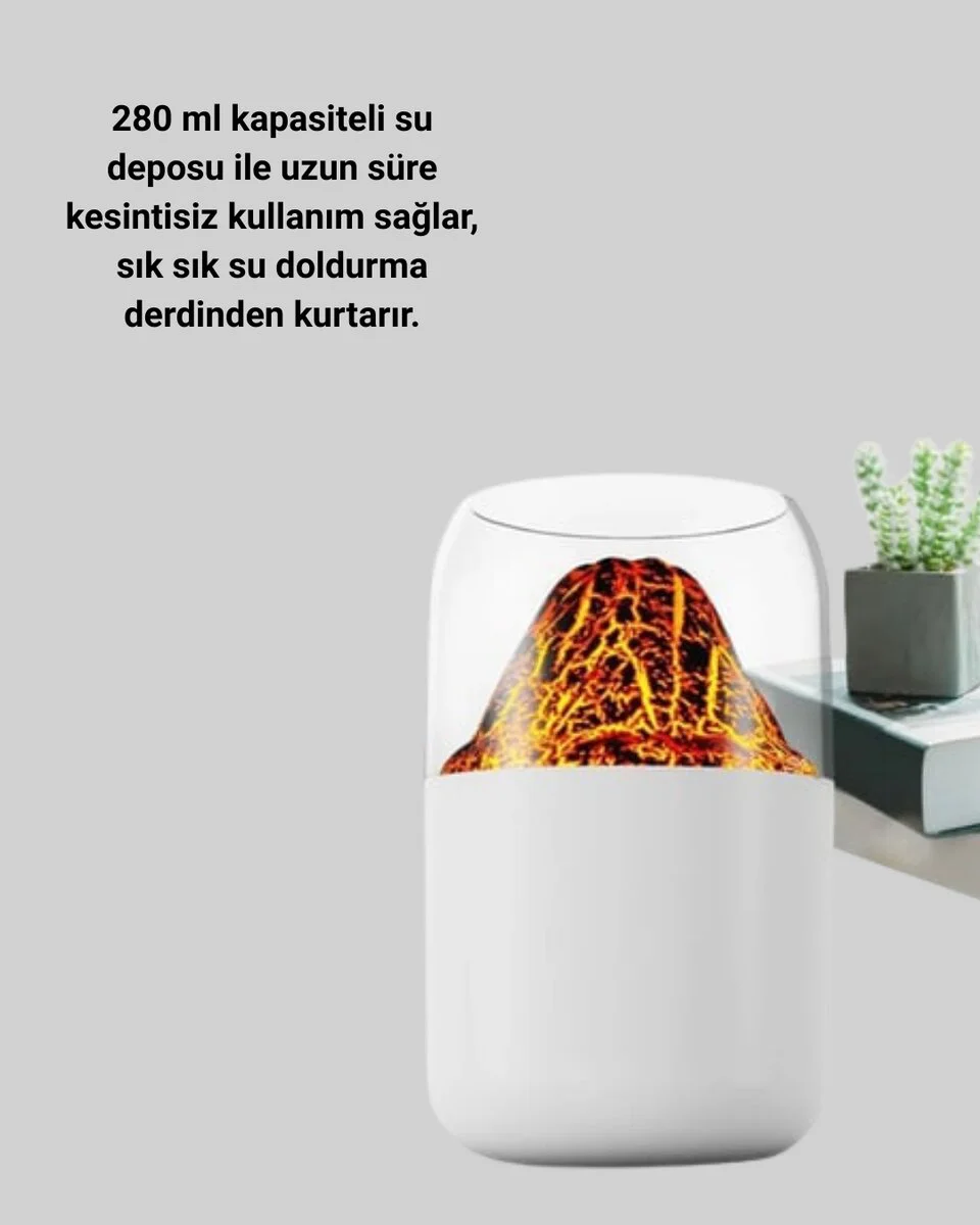 Volkanik LED Işıklı Ultrasonik Nemlendirici - Aromaterapi ve Nemlendirme Çözümü