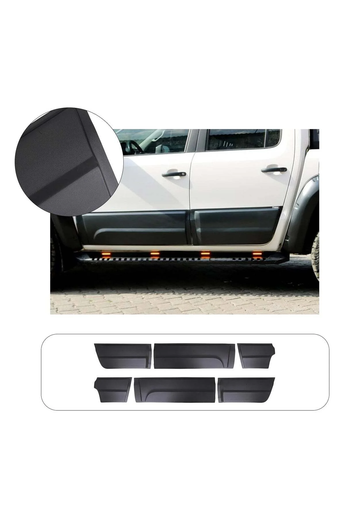 Volkswagen Amarok 2010-2016 Uyumlu Kapı Dodik Seti 4+2 Parça ABS Mat Siyah - Görsel 2