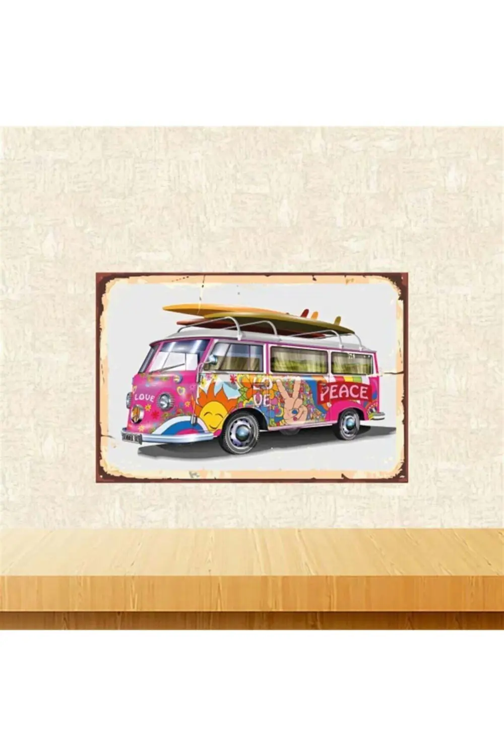 Volkswagen Araba 20 30 cm Retro Ahşap Poster Tkfx4190