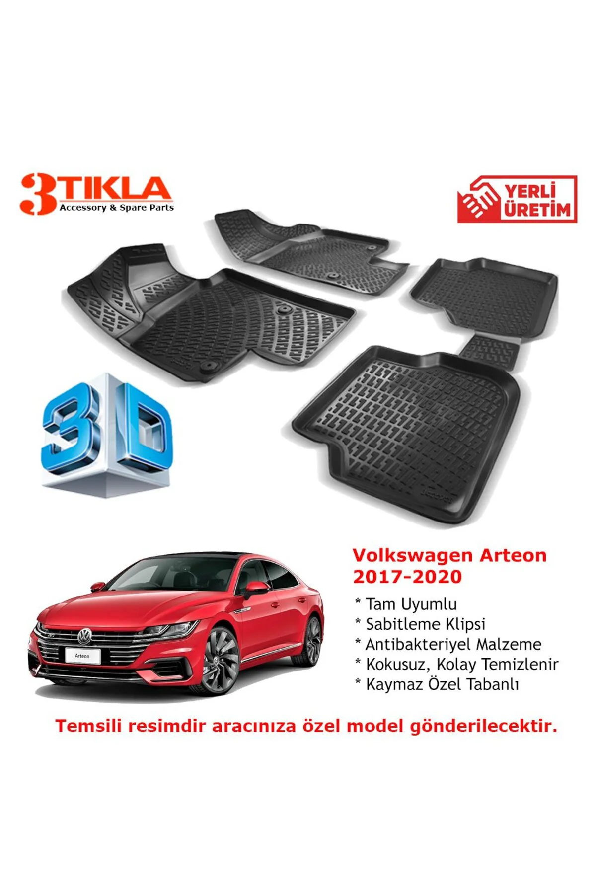 Volkswagen Arteon 2017-2020 Premium 3D Havuzlu Paspas Seti