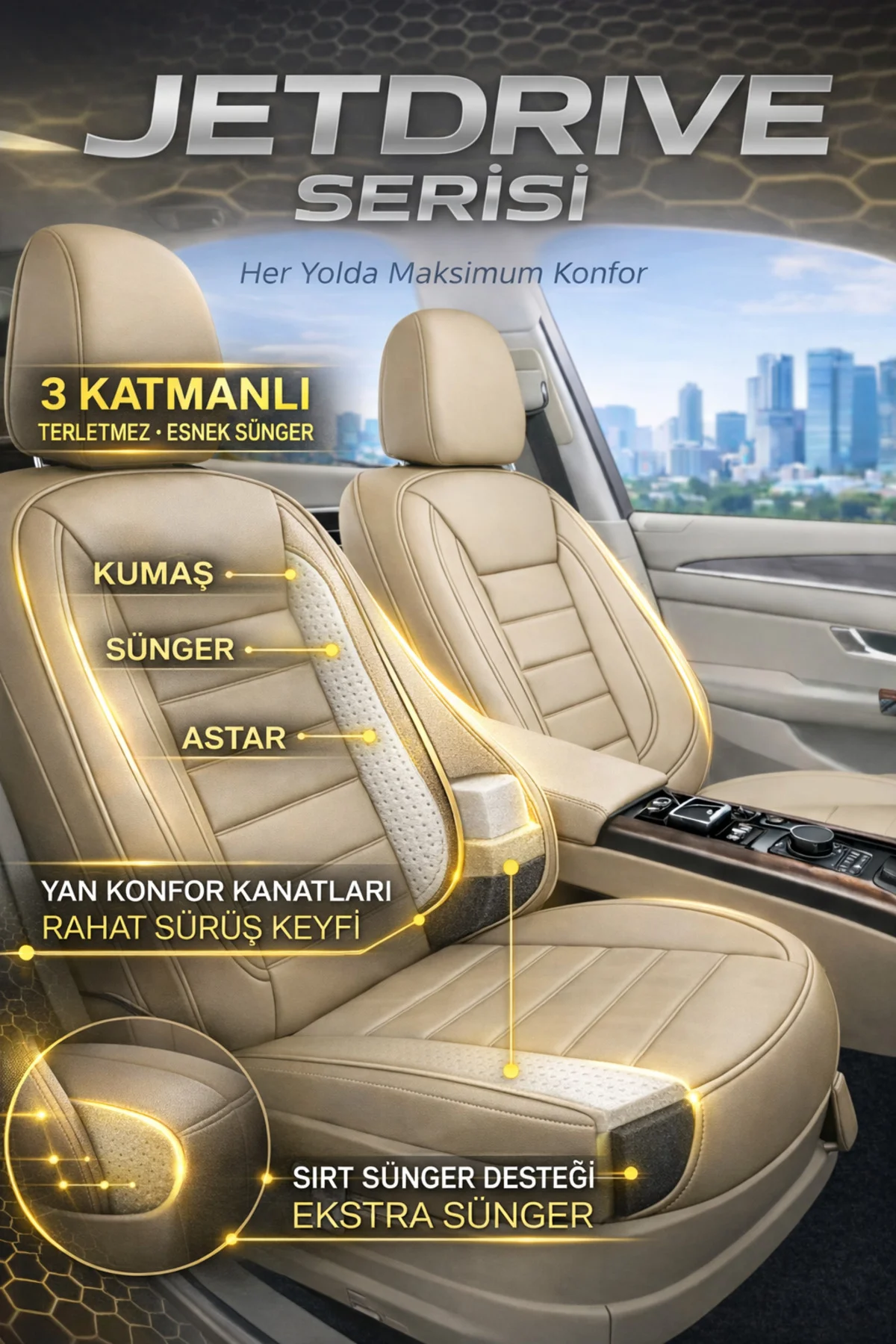 Volkswagen Arteon 2017 ve Sonrası Uyumlu Jetdrive Serisi Bej Oto 