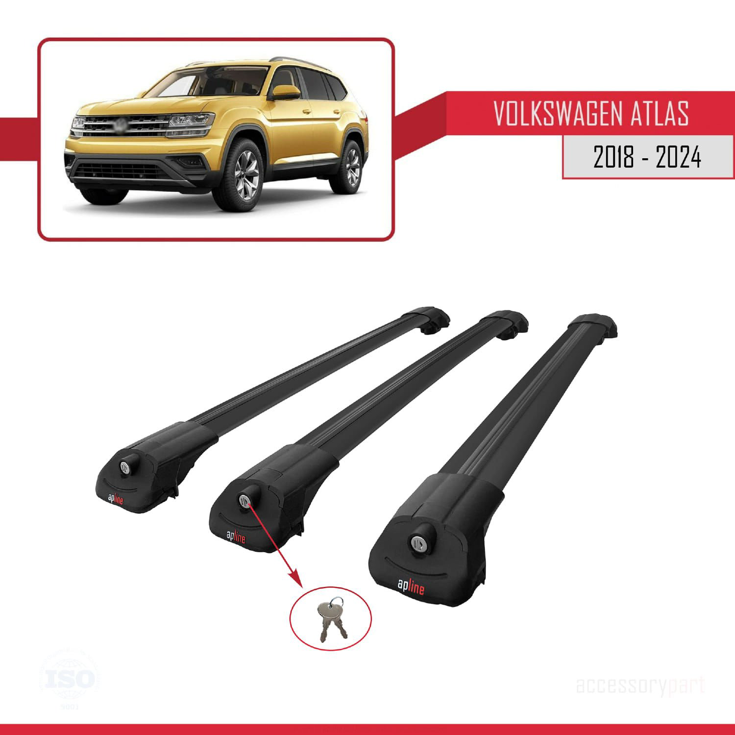 Volkswagen Atlas 2018 ve Sonrası ile uyumlu ACE-1 Ara Atkı Tavan 