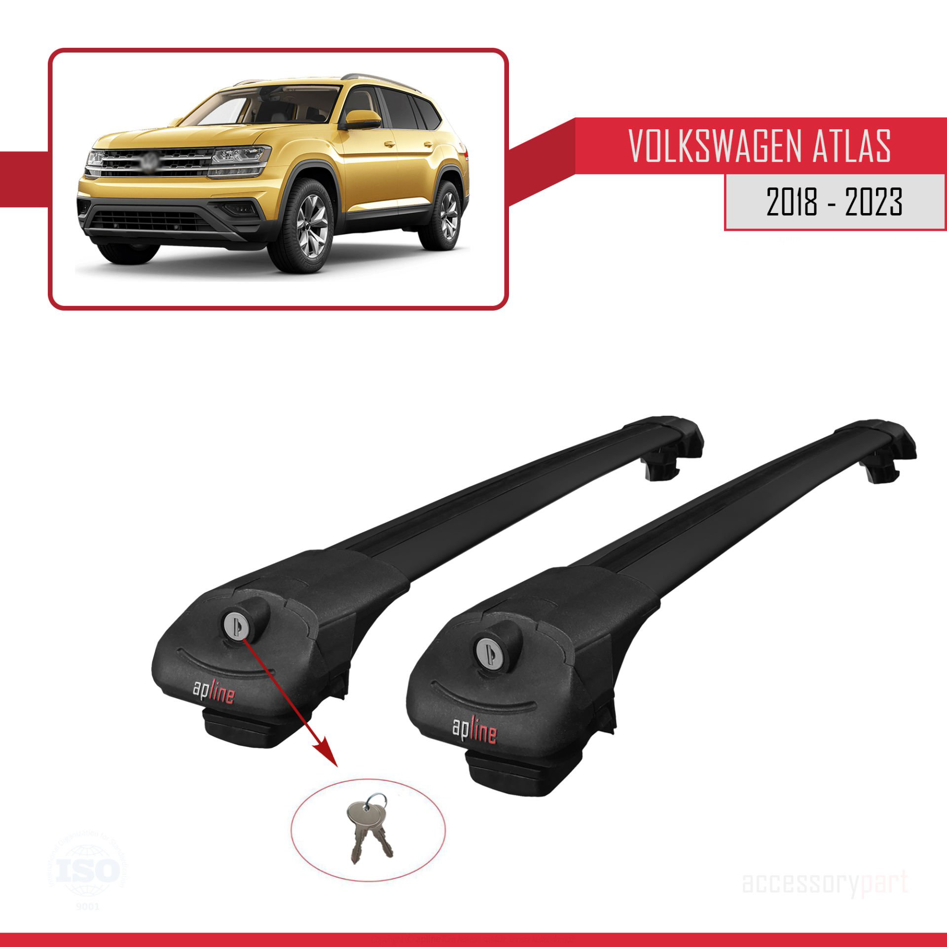 Volkswagen Atlas 2018-2023 ile uyumlu ACE-1 Ara Atkı Tavan Barı S