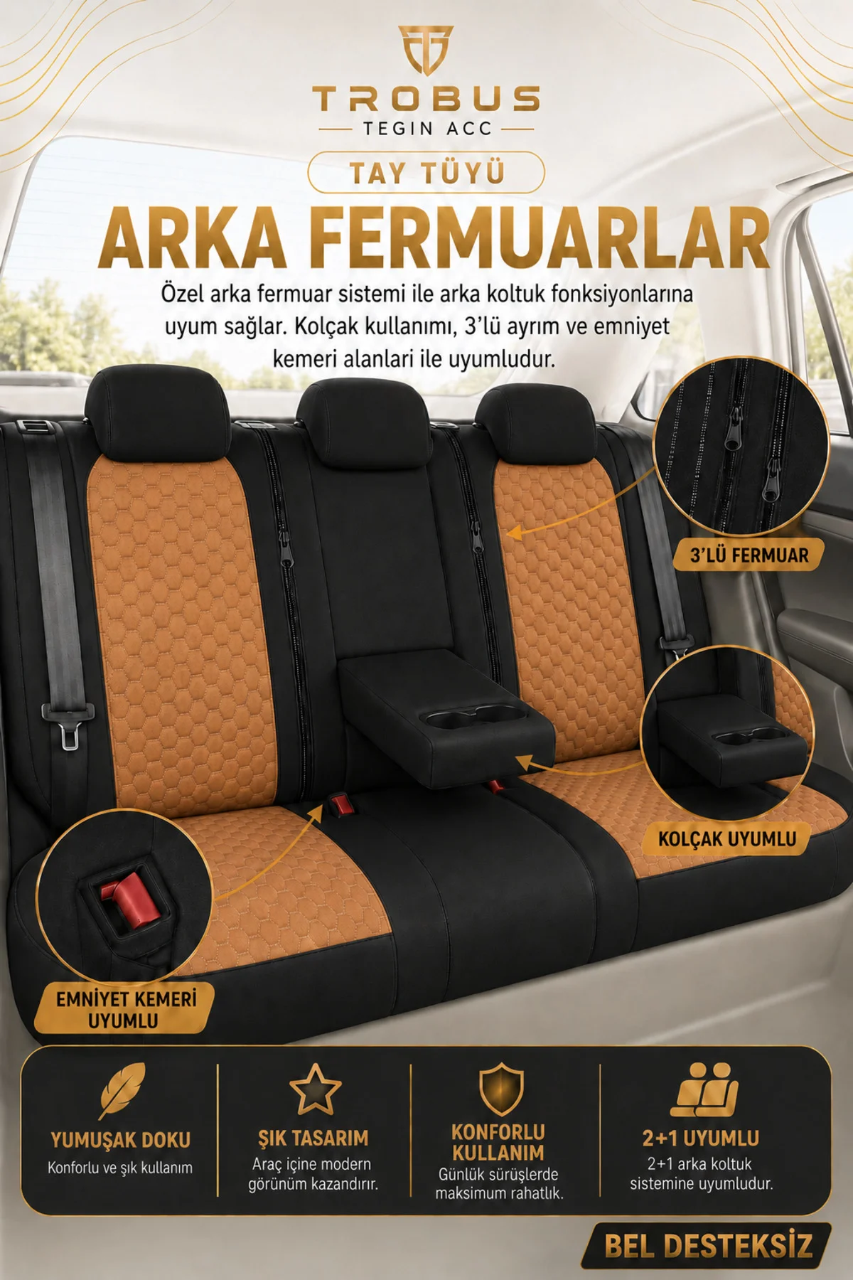 Volkswagen Beetle 2012-2016 Uyumlu Altay Bel Destekli Tay Tüyü Taba Siyah Koltuk Kılıfı Fiyatı, Yorumları ve Özellikleri