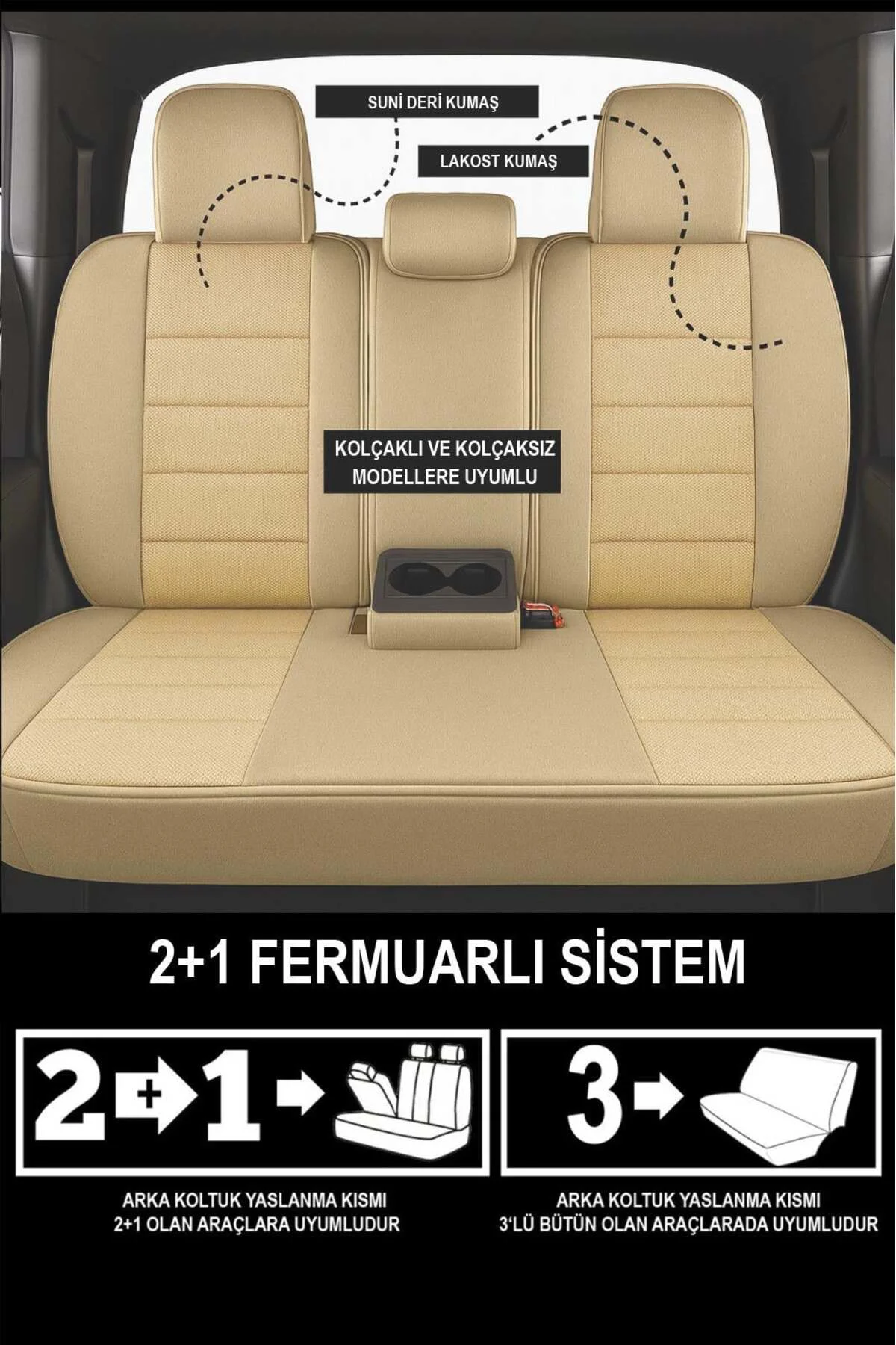 Volkswagen Bora 1998-2005 Uyumlu Jetdrive Serisi Bej Oto Koltuk Kılıfı Tam Set