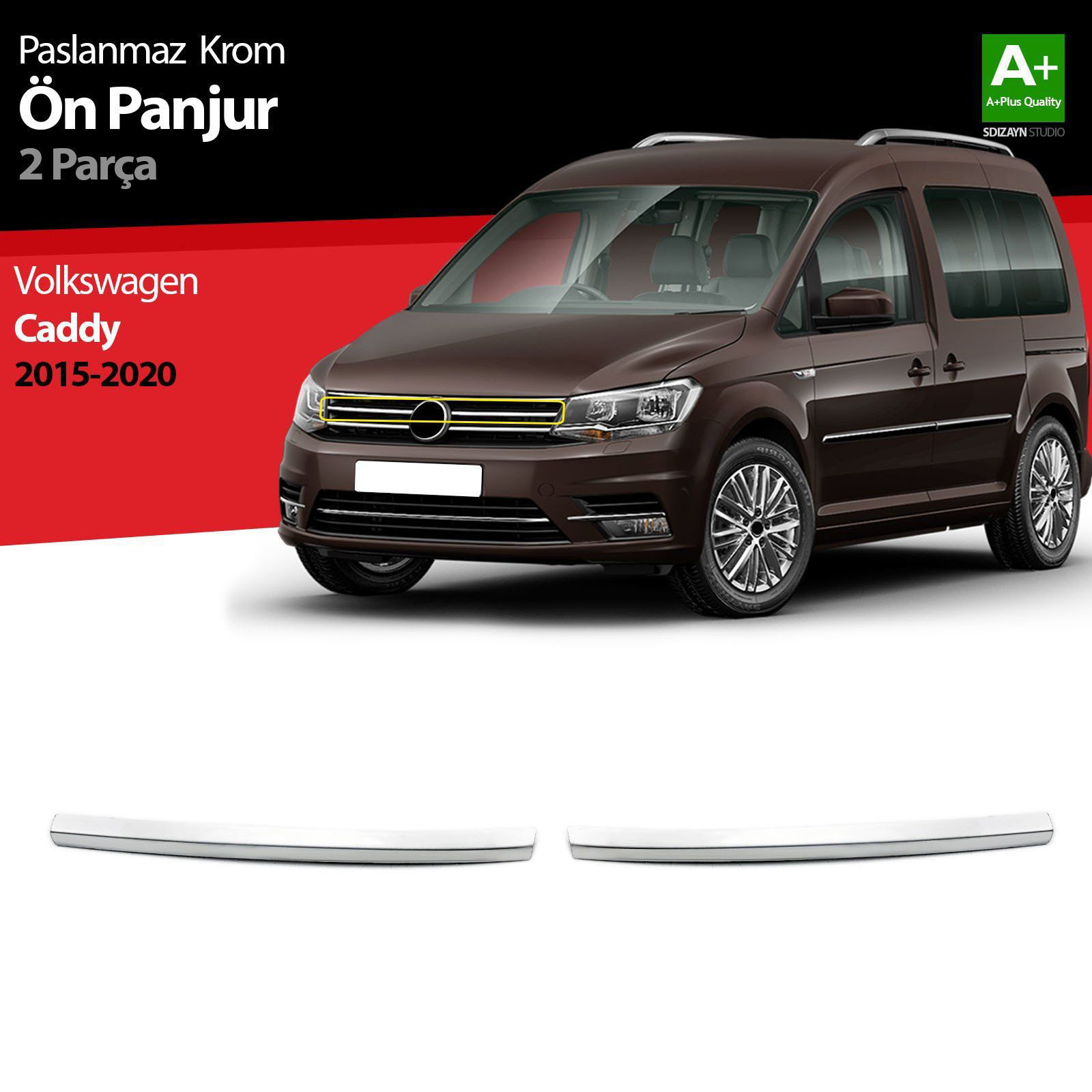 Volkswagen Caddy Uyumlu Krom Ön Panjur 2 Parça. 2015-2020