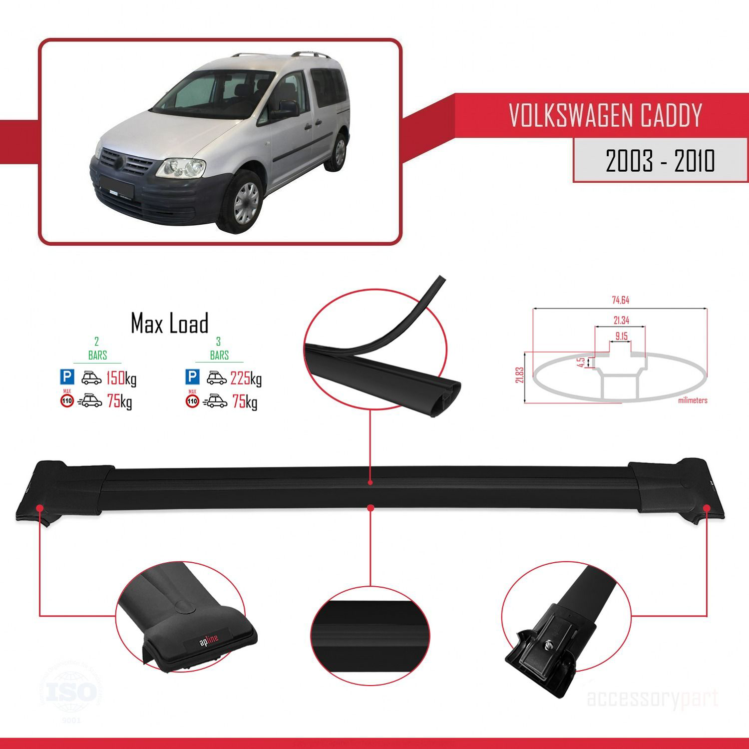 Volkswagen Caddy 2003-2010 Arası ile uyumlu FLY Model Ara Atkı Ta