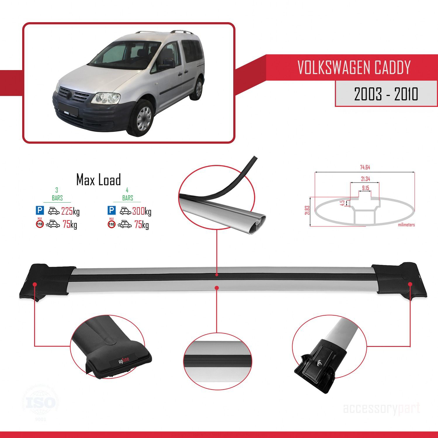 Volkswagen Caddy 2003-2010 Arası ile uyumlu FLY Model Ara Atkı Ta