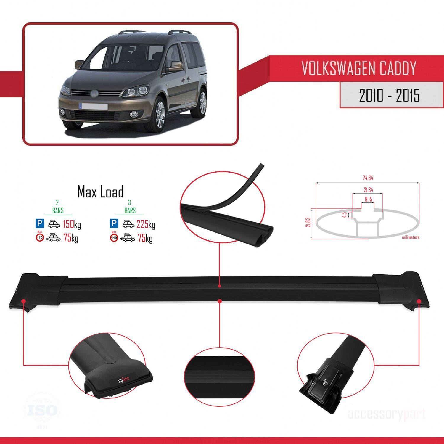 Volkswagen Caddy 2010-2015 Arası ile uyumlu FLY Model Ara Atkı Ta