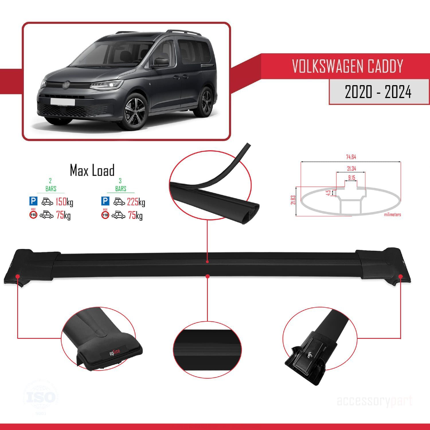 Volkswagen Caddy 2020 ve Sonrası ile Uyumlu FLY Model Ara Atkı Ta