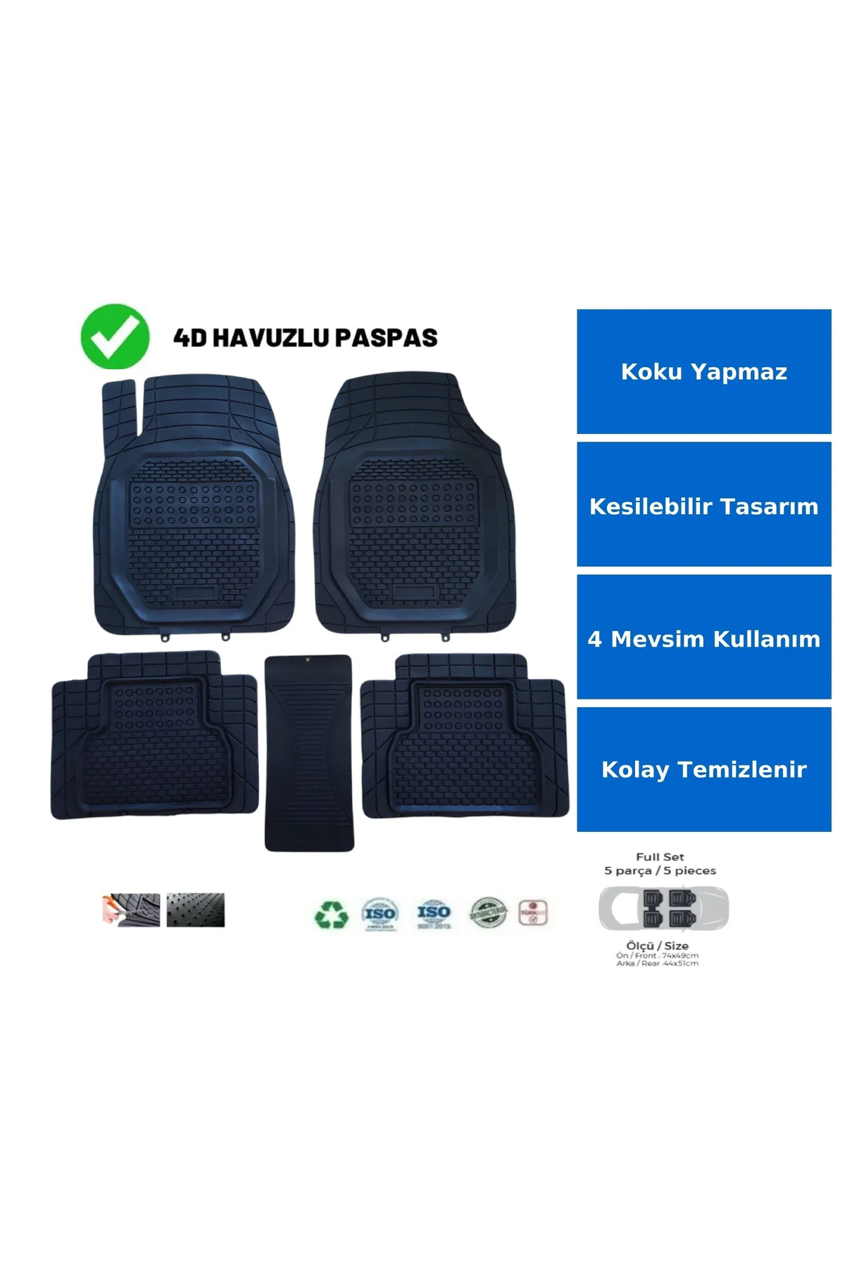 Volkswagen Caddy 2007 UYUMLU HAVUZLU ÜNIVERSAL YENİ NESİL PLUS PASPAS SİYAH