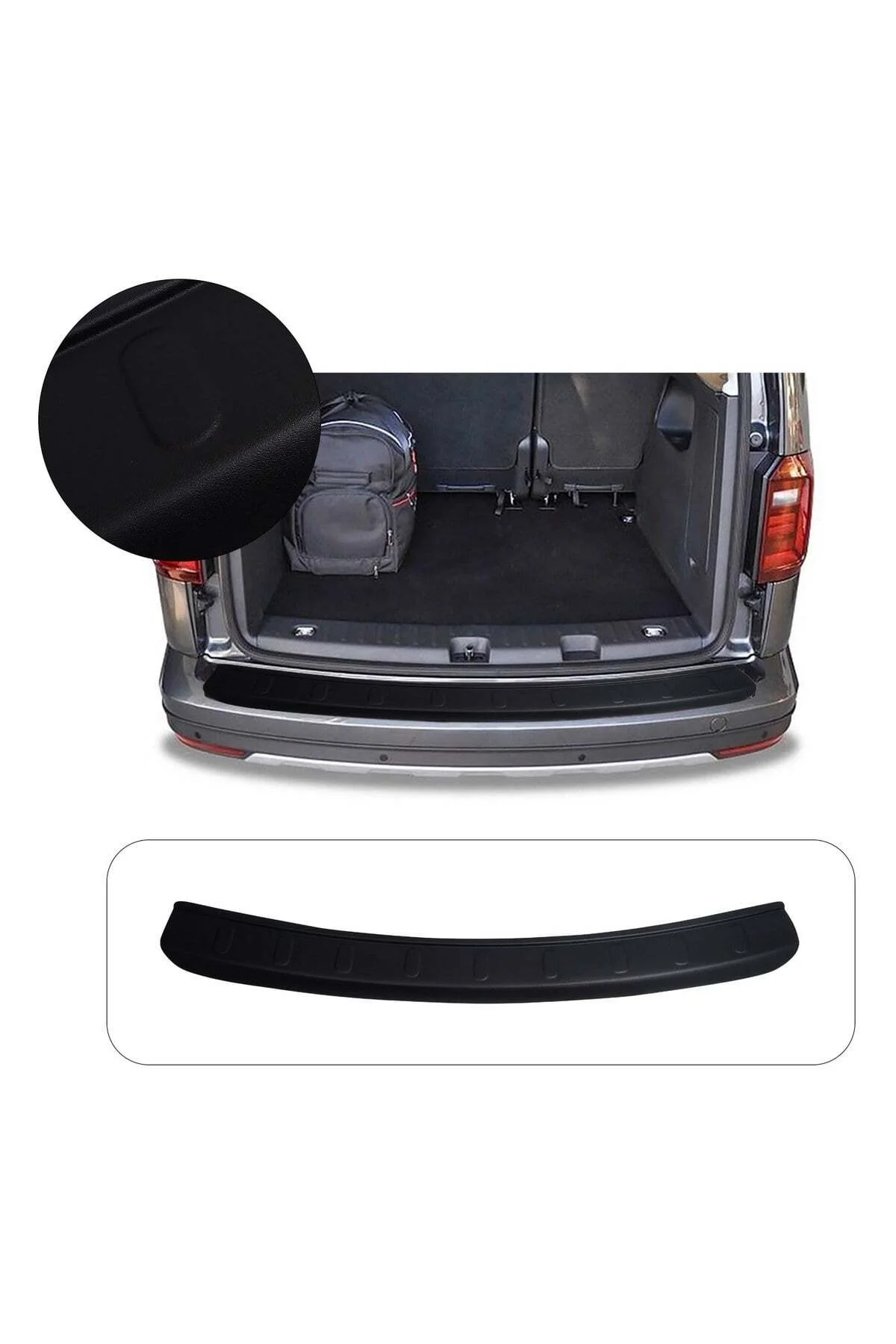 Volkswagen Caddy 2015-2020 Uyumlu Arka Tampon Eşiği Koruma ABS Mat Siyah - Görsel 2
