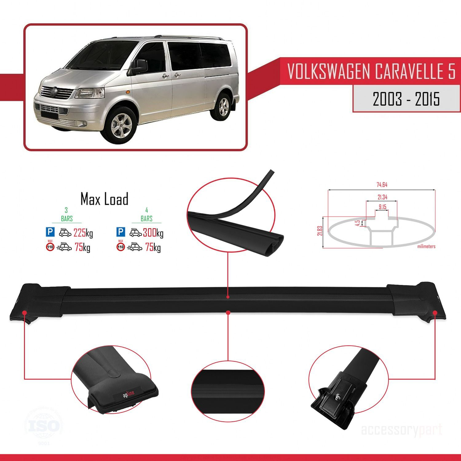 Volkswagen Caravelle (T5) 2003-2015 Arası ile uyumlu FLY Model Ar