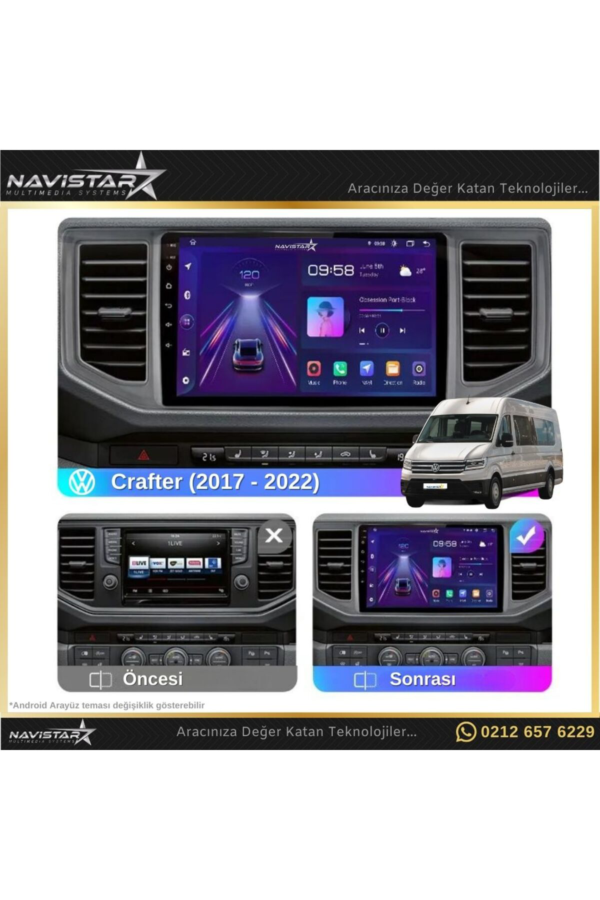 Volkswagen Crafter 2 64gb Android 13 Kablosuz Carplay 2017-2022 Navigasyon Multimedya Sistemi Volkswagen Crafter 2 64gb Android 13 Kablosuz Carplay 2017-2022 Navigasyon Multimedya Sistemi