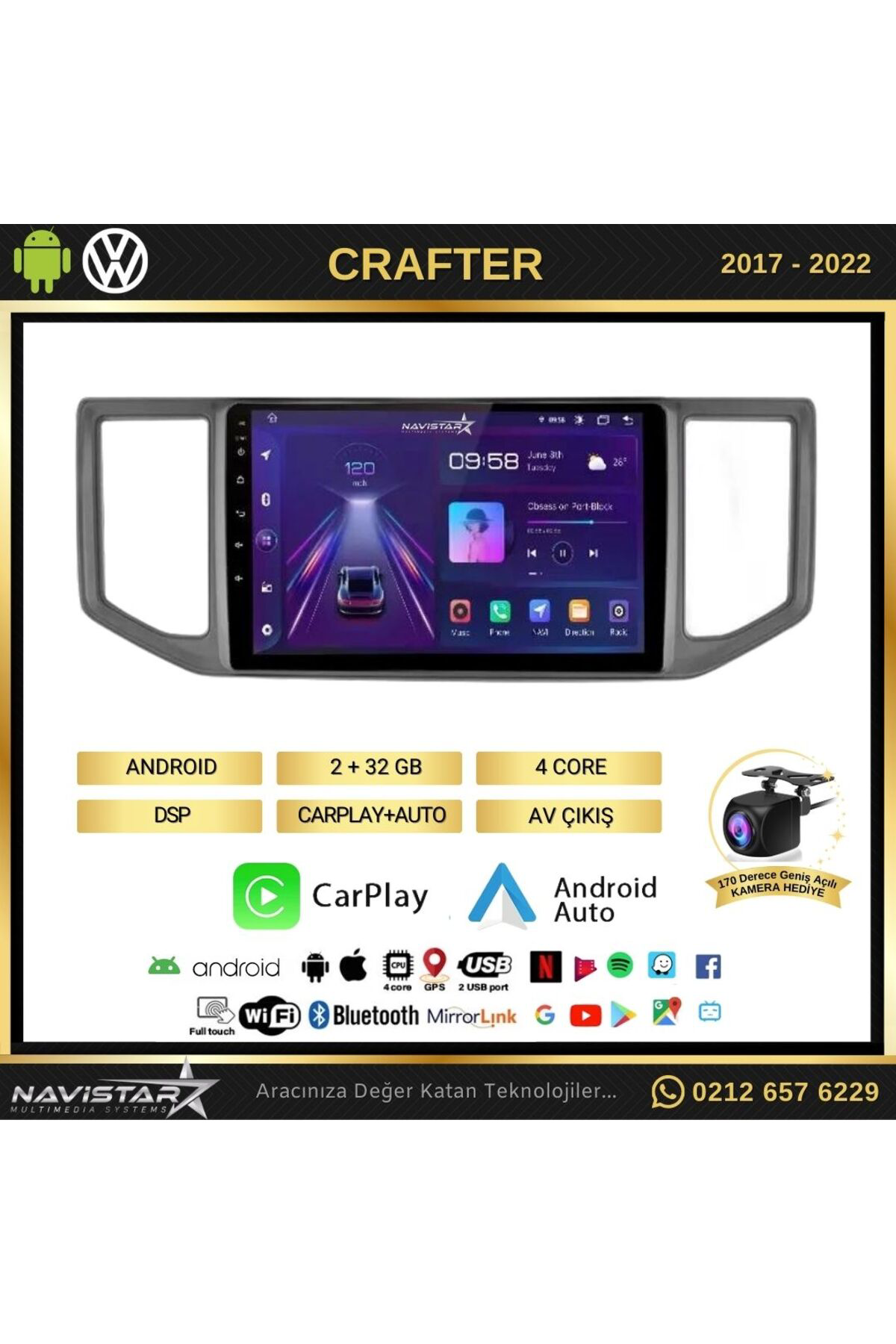 Volkswagen Crafter 2 64gb Android 13 Kablosuz Carplay 2017-2022 Navigasyon Multimedya Sistemi Volkswagen Crafter 2 64gb Android 13 Kablosuz Carplay 2017-2022 Navigasyon Multimedya Sistemi