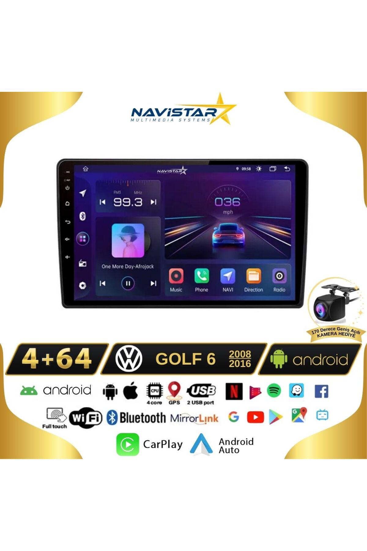 Volkswagen Golf 6 4gb 64gb Android 13 Kablosuz Carplay 2008-2016 