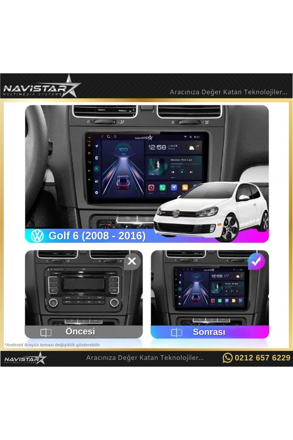 Volkswagen Golf 6 4gb 64gb Android 13 Kablosuz Carplay 2008-2016 