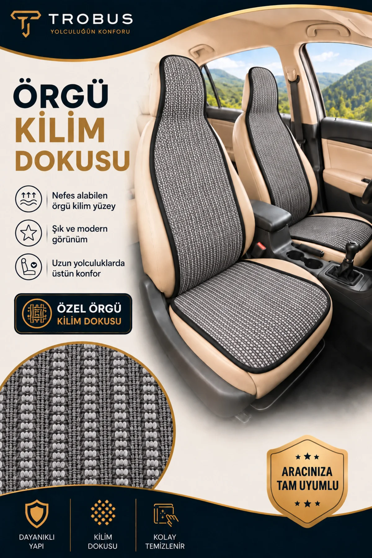 Volkswagen Golf 6 Tridline 2008-2012 Üniversal Örme Ön 2 Parça Minder Terletmez Gri Volkswagen Golf 6 Tridline 2008-2012 Üniversal Örme Ön 2 Parça Minder Terletmez Gri - Görsel 5