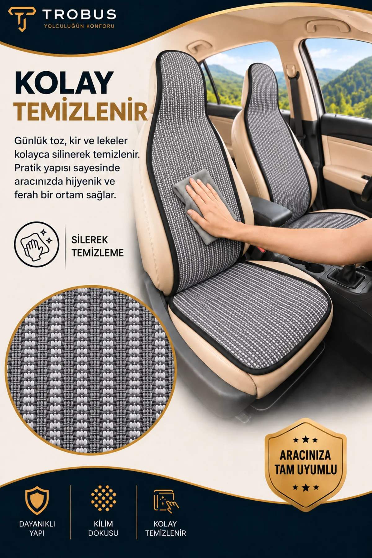 Volkswagen Golf 6 Tridline 2008-2012 Üniversal Örme Ön 2 Parça Minder Terletmez Gri Volkswagen Golf 6 Tridline 2008-2012 Üniversal Örme Ön 2 Parça Minder Terletmez Gri - Görsel 7