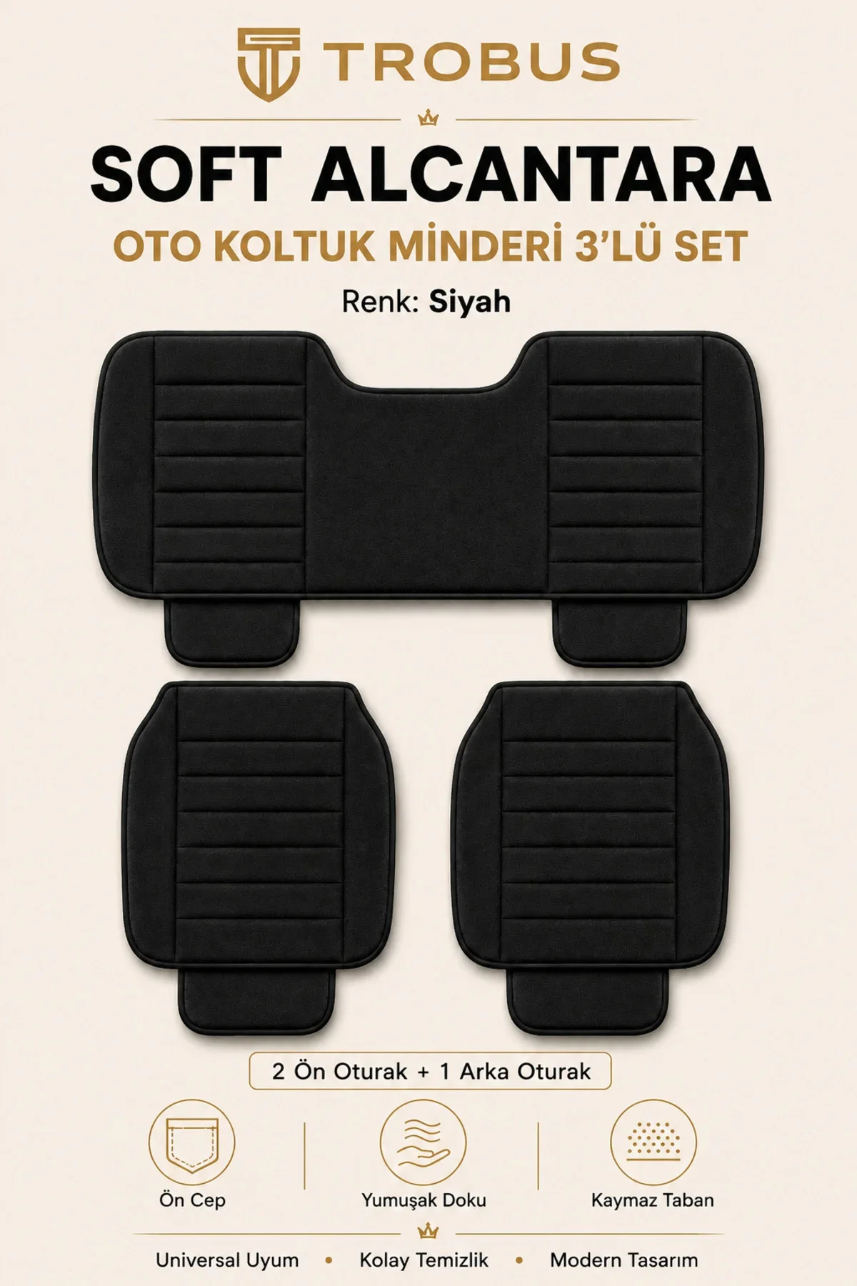 Volkswagen Golf 7 Conforline-Hidline 2013-2020 Baby Face Soft Alcantara Çizgili 7'li Minder Siyah Volkswagen Golf 7 Conforline-Hidline 2013-2020 Baby Face Soft Alcantara Çizgili 7'li Minder Siyah