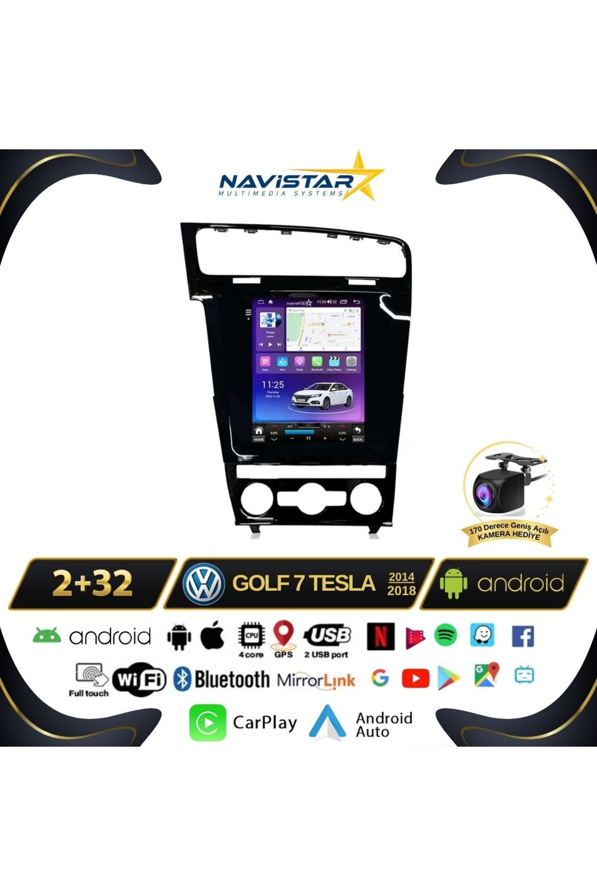 Volkswagen Golf 7 Tesla 2014-2018 Model 2gb 32gb Kablosuz Carplay