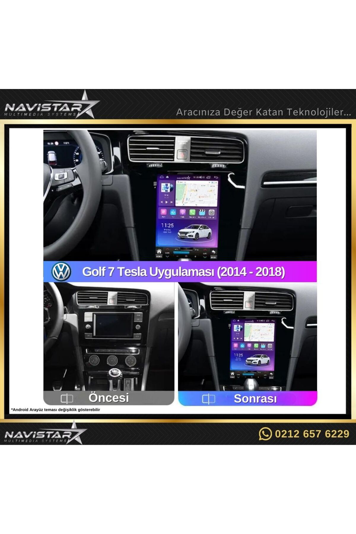 Volkswagen Golf 7 Tesla 4gb 64gb 2014-2018 Model Kablosuz Carplay Volkswagen Golf 7 Tesla 4gb 64gb 2014-2018 Model Kablosuz Carplay