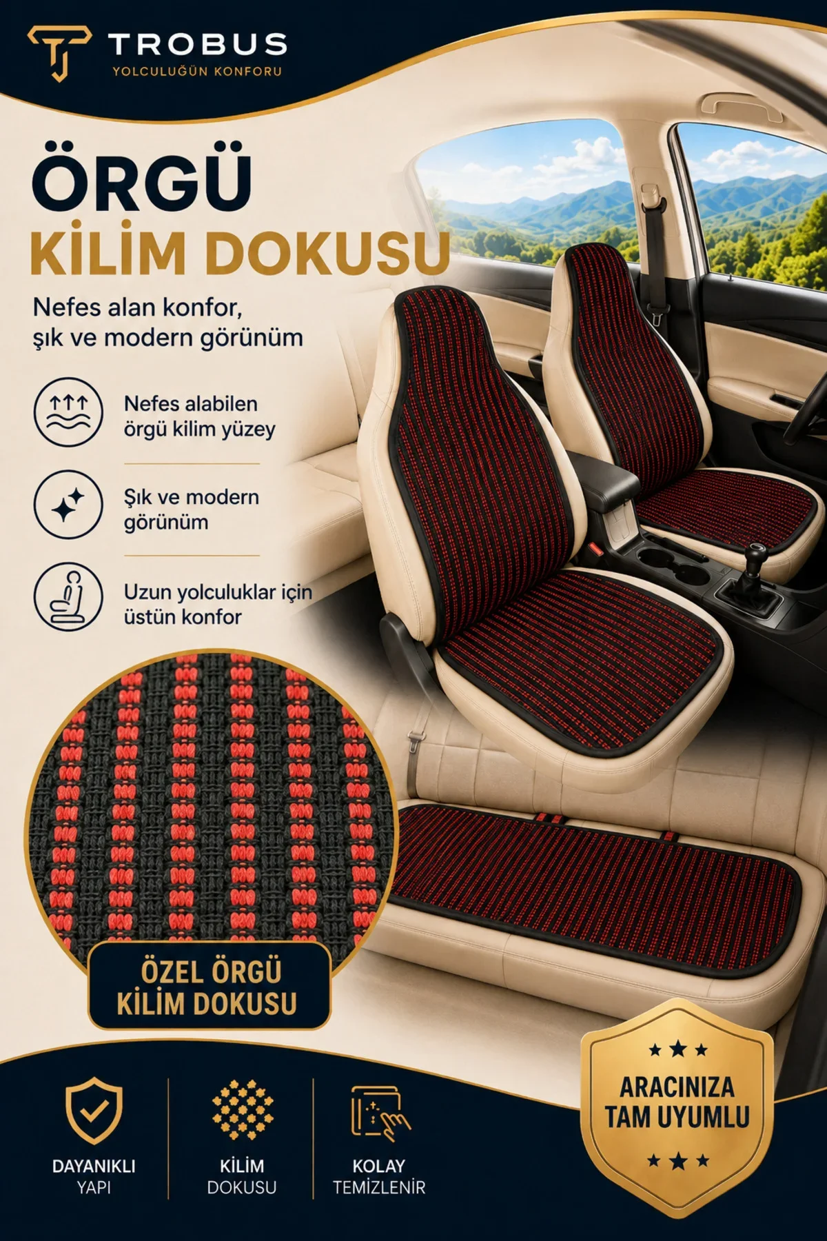 Volkswagen Golf 7 Tridline 2013-2020 Üniversal Örme 3 Parça Minder Terletmez Siyah Kırmızı Volkswagen Golf 7 Tridline 2013-2020 Üniversal Örme 3 Parça Minder Terletmez Siyah Kırmızı - Görsel 7