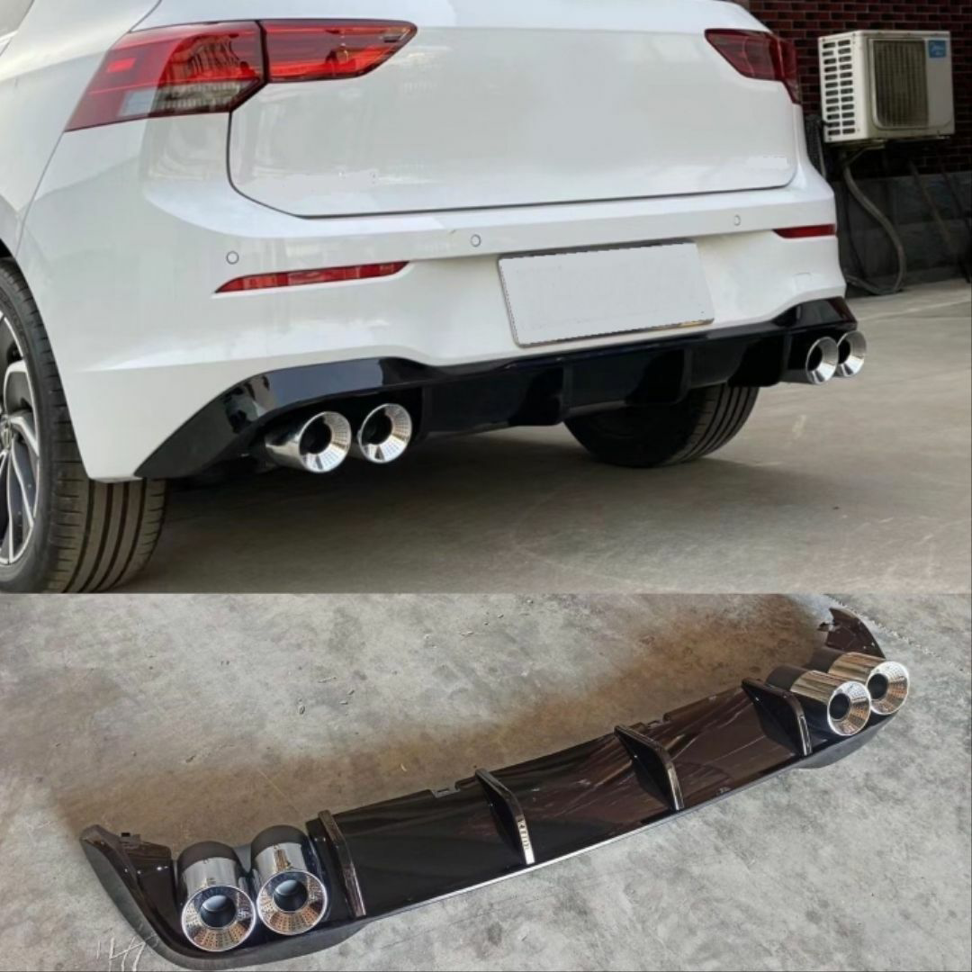 Volkswagen Golf Uyumlu 8 ''R'' Difüzör (Piano Black) - 4 Egzoz Pa