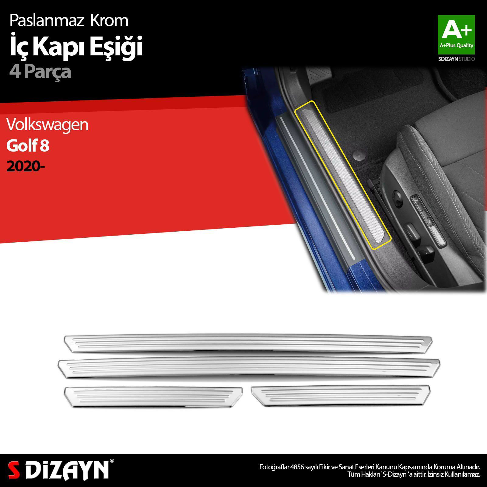 Volkswagen Golf Uyumlu 8 Hatchback Krom İç Kapı Eşiği 4 Parça. 20