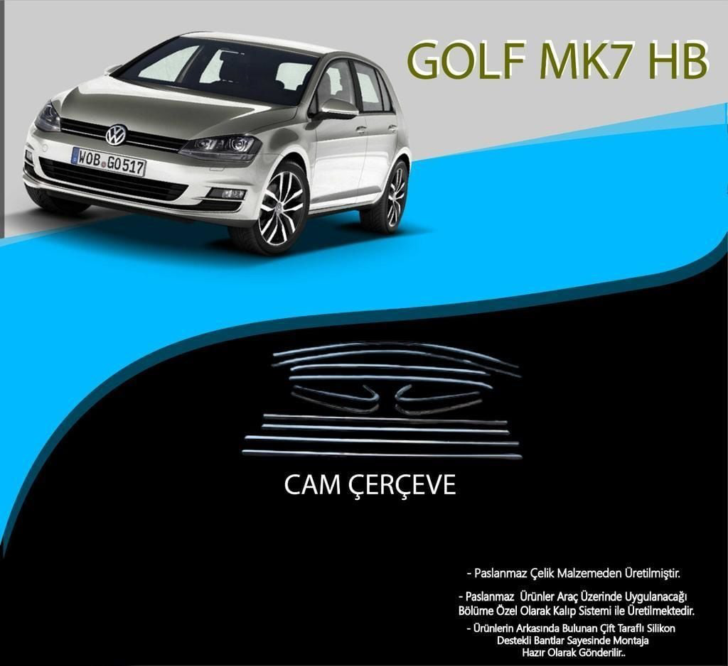 Volkswagen Golf Uyumlu Mk7 Hatchback Krom Cam Çerçevesi 12 Parça 