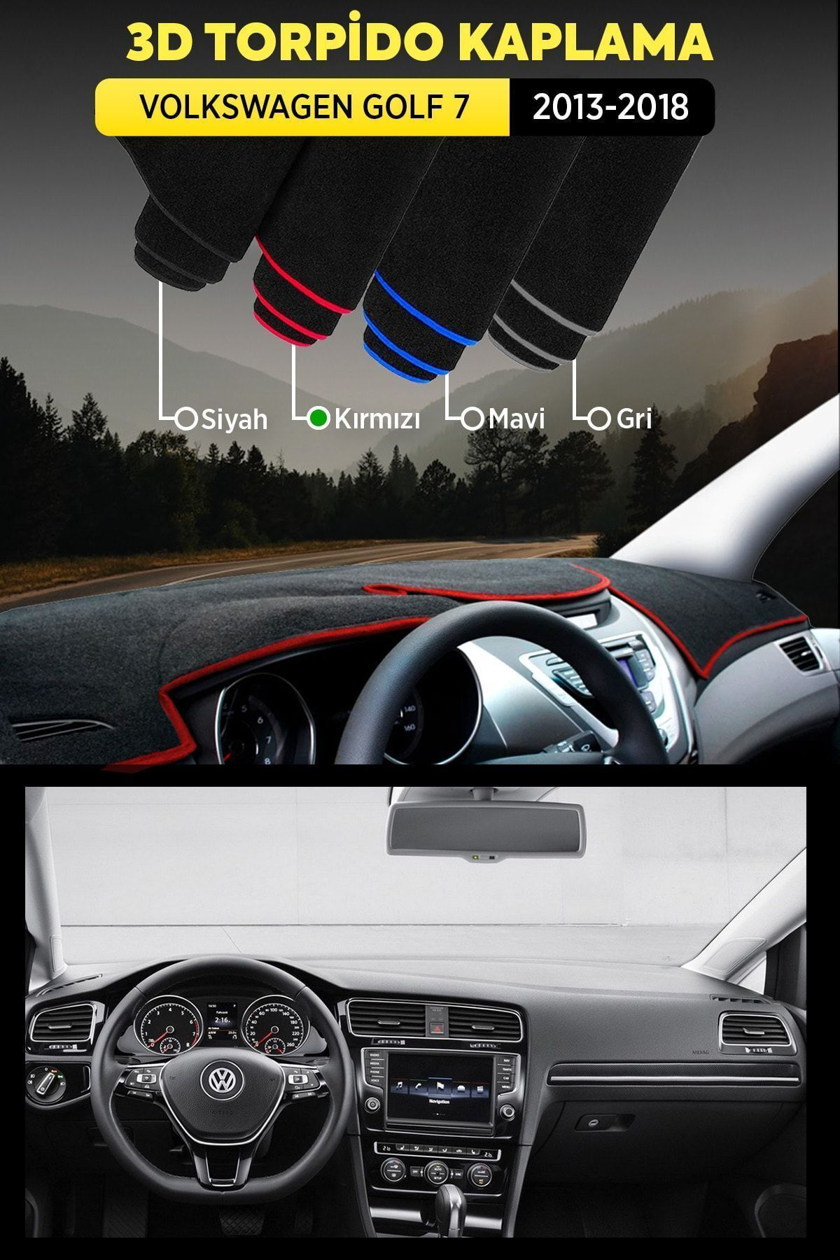 Volkswagen Golf 7 (2013-2018) 3d Torpido Koruma Kılıfı - Ön Göğüs