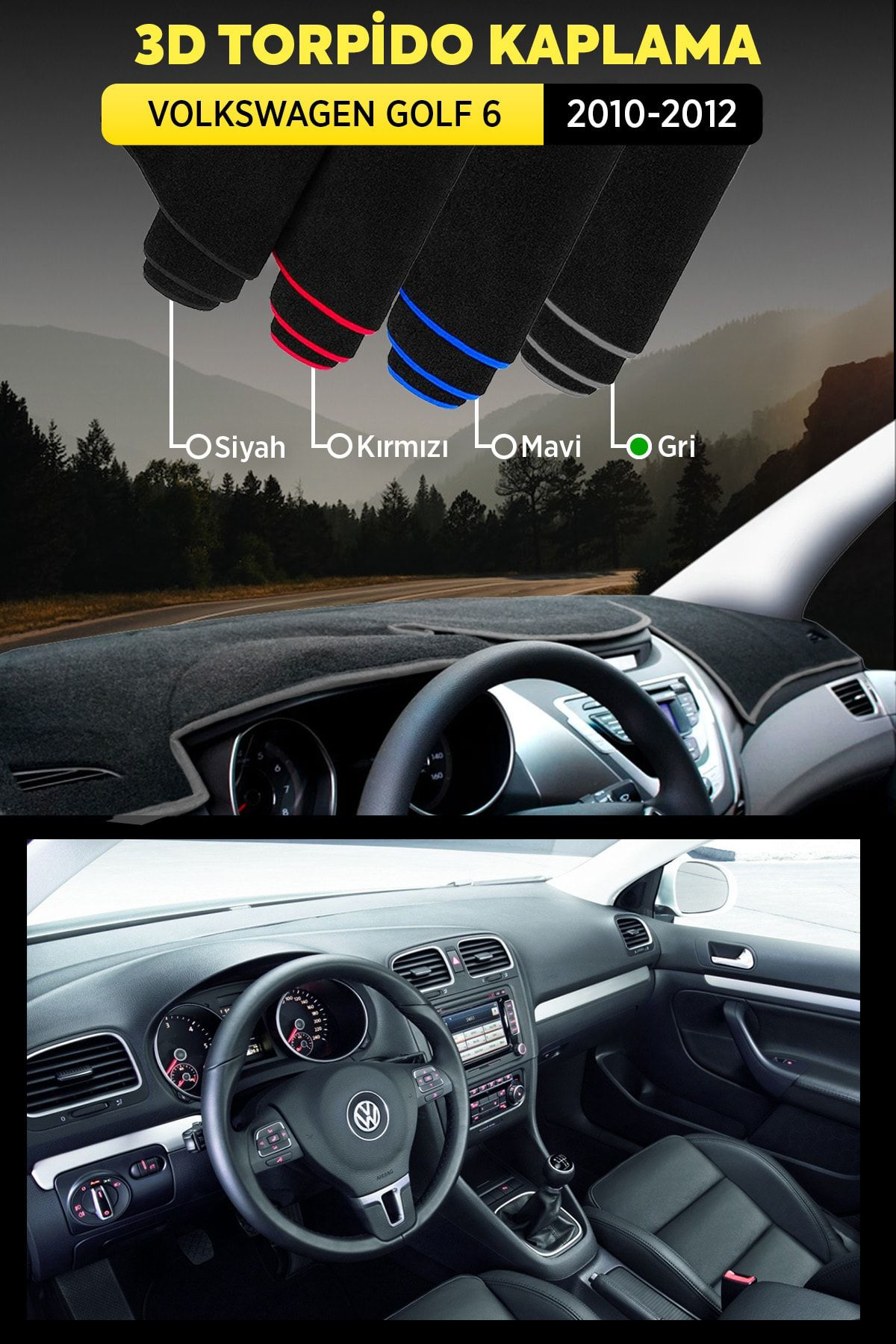 Volkswagen Golf 6 (2010-2012) 3d Torpido Koruma Kılıfı - Ön Göğüs
