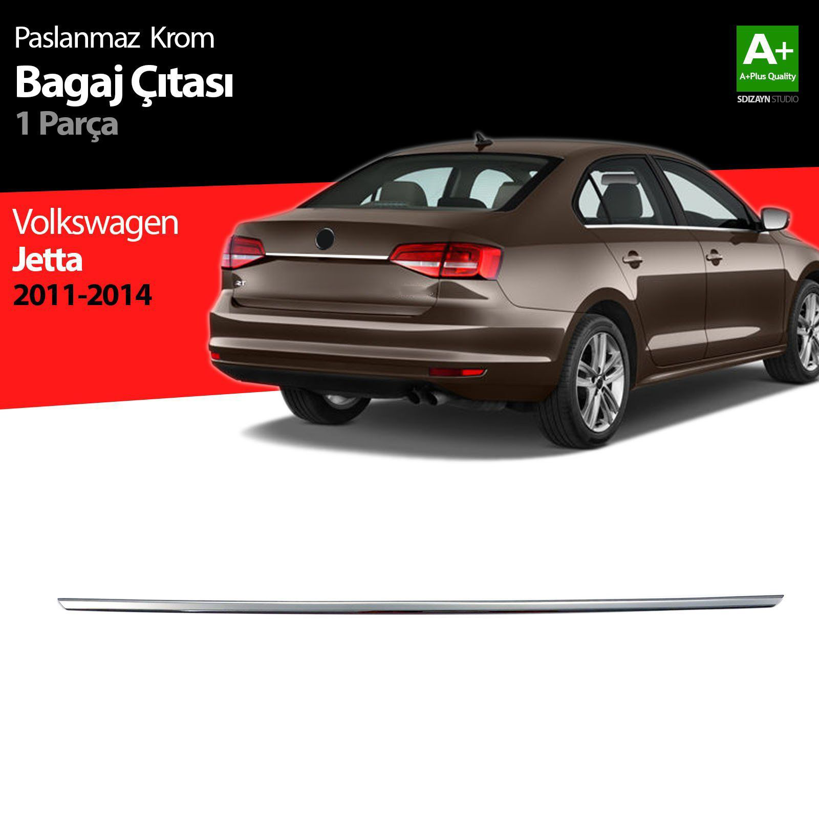 Volkswagen Jetta Uyumlu Krom Bagaj Çıta 2011-2014 Volkswagen Jetta Uyumlu Krom Bagaj Çıta 2011-2014