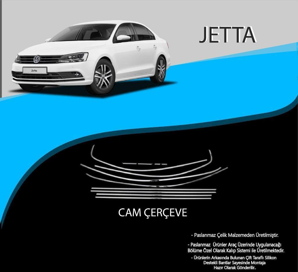 Volkswagen Jetta Uyumlu Krom Cam Çerçevesi 2014-2018 Model 12 Par Volkswagen Jetta Uyumlu Krom Cam Çerçevesi 2014-2018 Model 12 Par