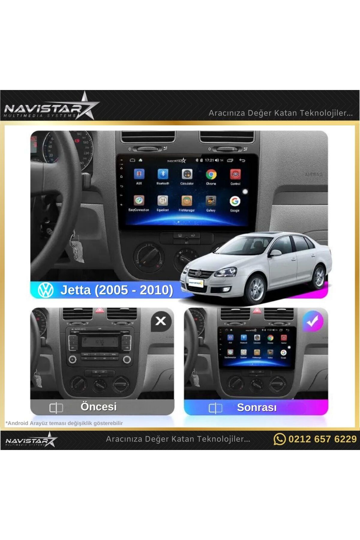 Volkswagen Jetta 2 64gb Android 13 Kablosuz Carplay 2005-2010 Nav