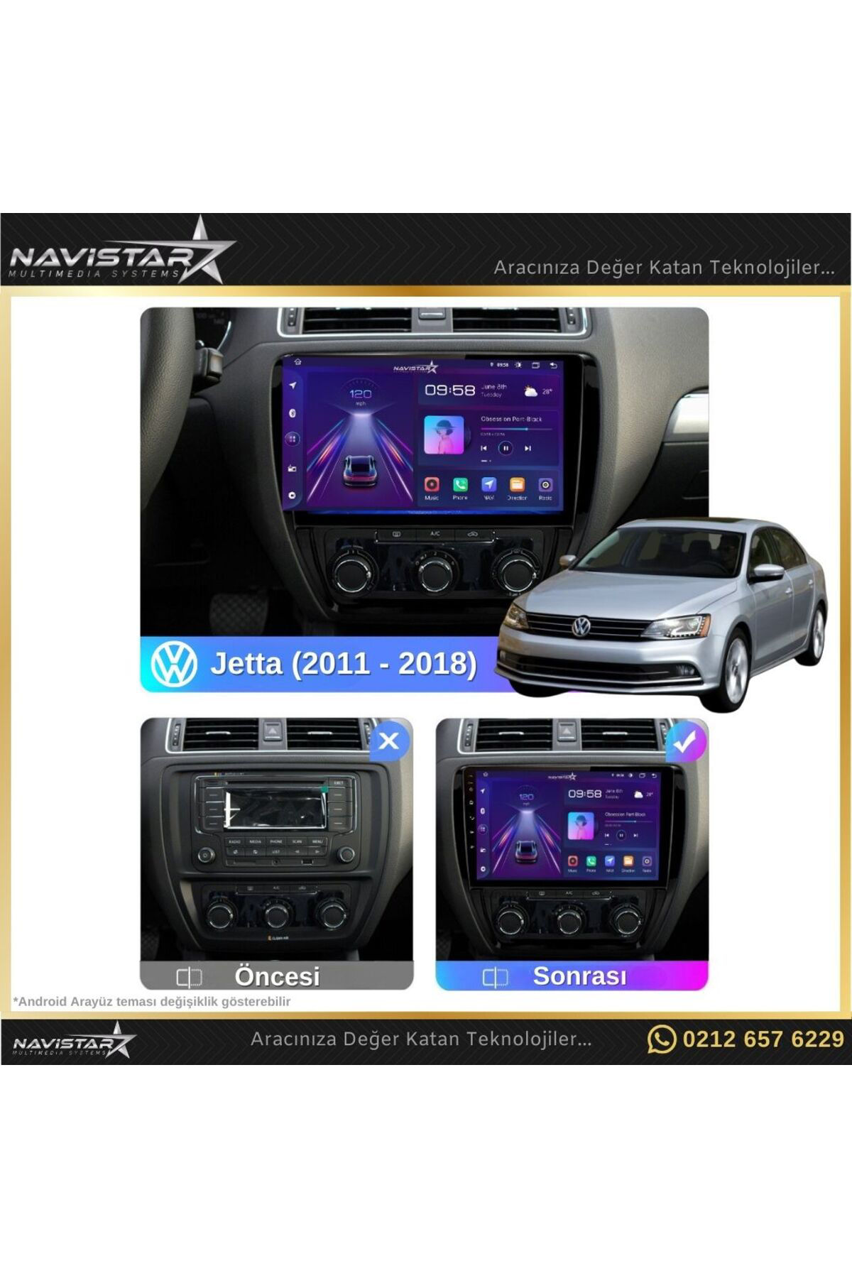 Volkswagen Jetta 4gb 64gb Android 13 Kablosuz Carplay 2011-2018 N Volkswagen Jetta 4gb 64gb Android 13 Kablosuz Carplay 2011-2018 N
