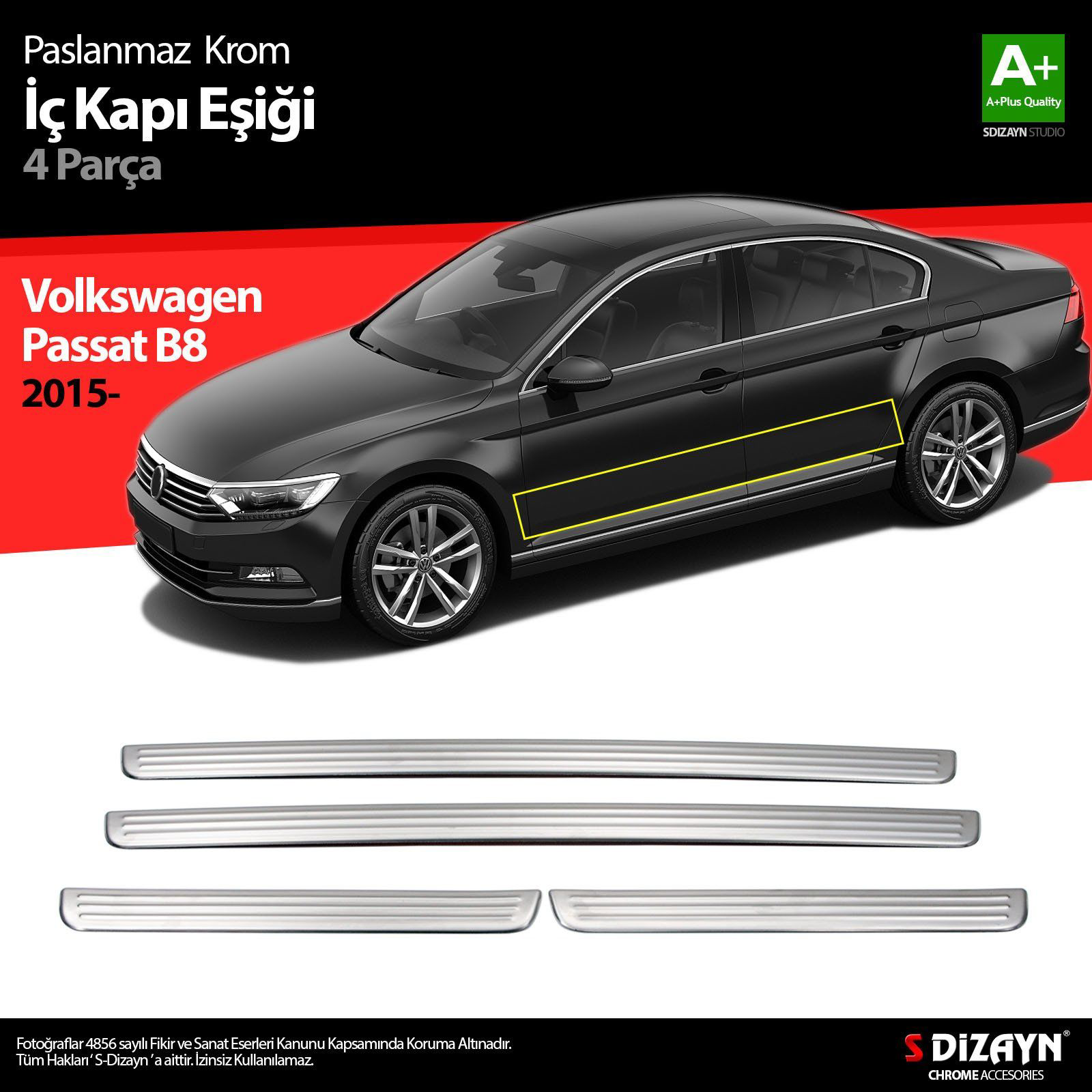 Volkswagen Passat Uyumlu B8 Krom İç Kapı Eşiği 4 Parça 2015 Üzeri Volkswagen Passat Uyumlu B8 Krom İç Kapı Eşiği 4 Parça 2015 Üzeri